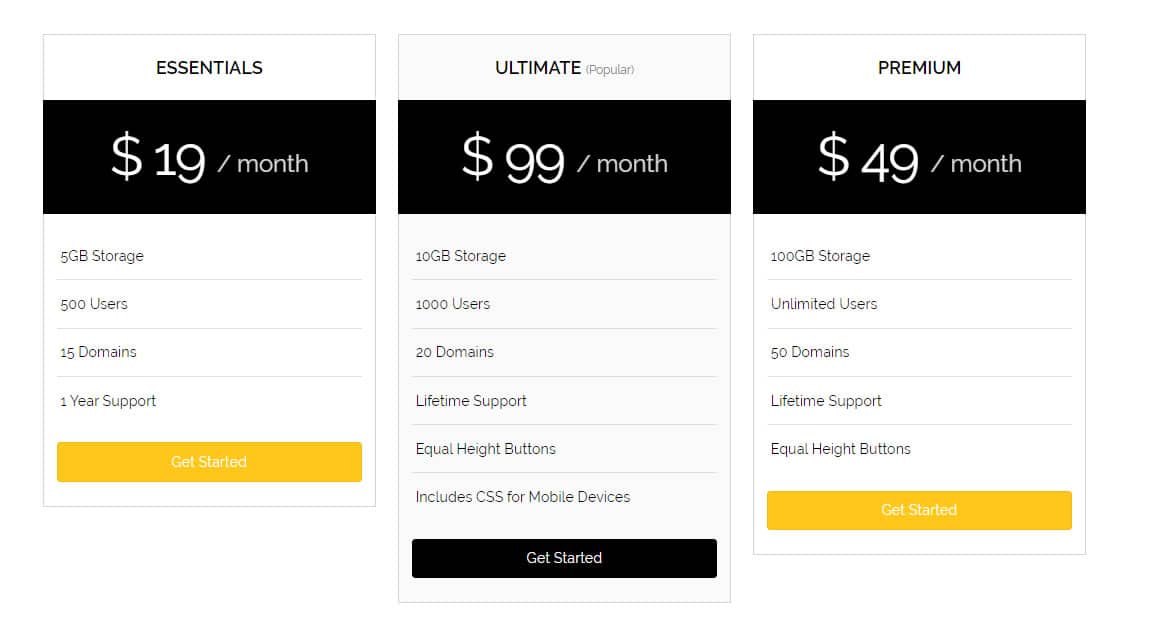 Beaver Builder Pricing Table Uneven Buttons